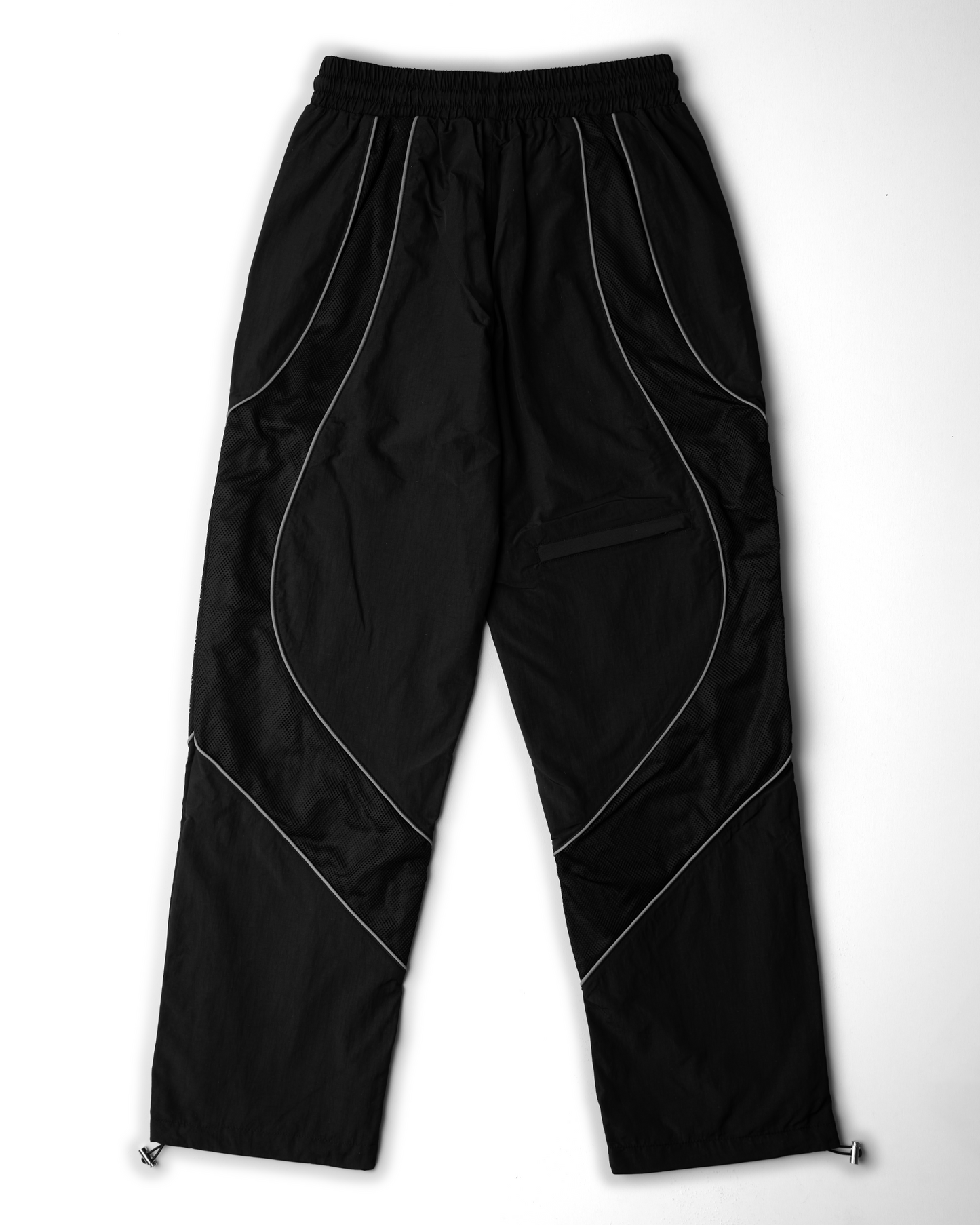Reflective Black Nylon Track Pant