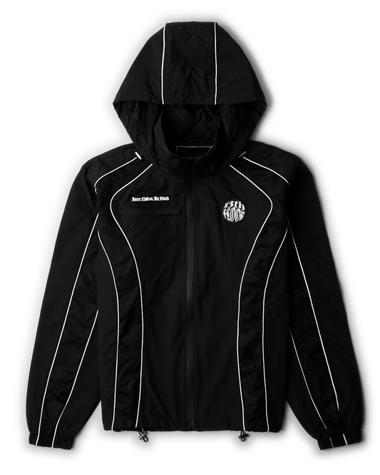Reflective Black Nylon Track Jacket