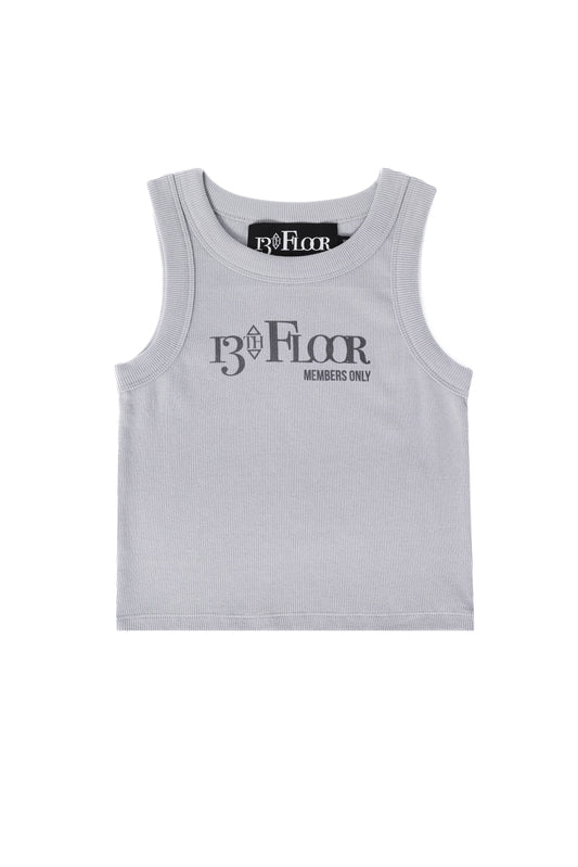 13TH FLOOR MEMBERS ONLY RIB CROP TANK - Storm