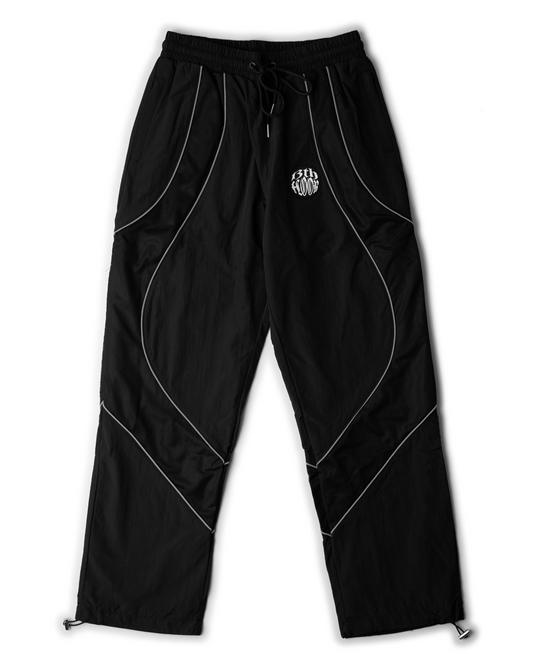 Reflective Black Nylon Track Pant
